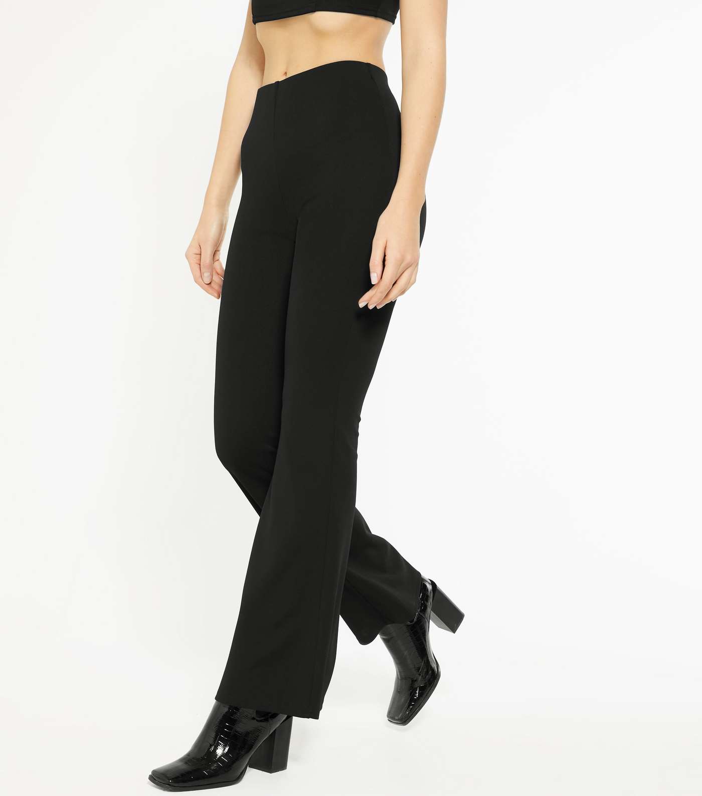 Black Jersey Flared Trousers  Image 2