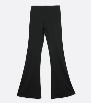 Image of Black Jersey Flared Trousers New Look