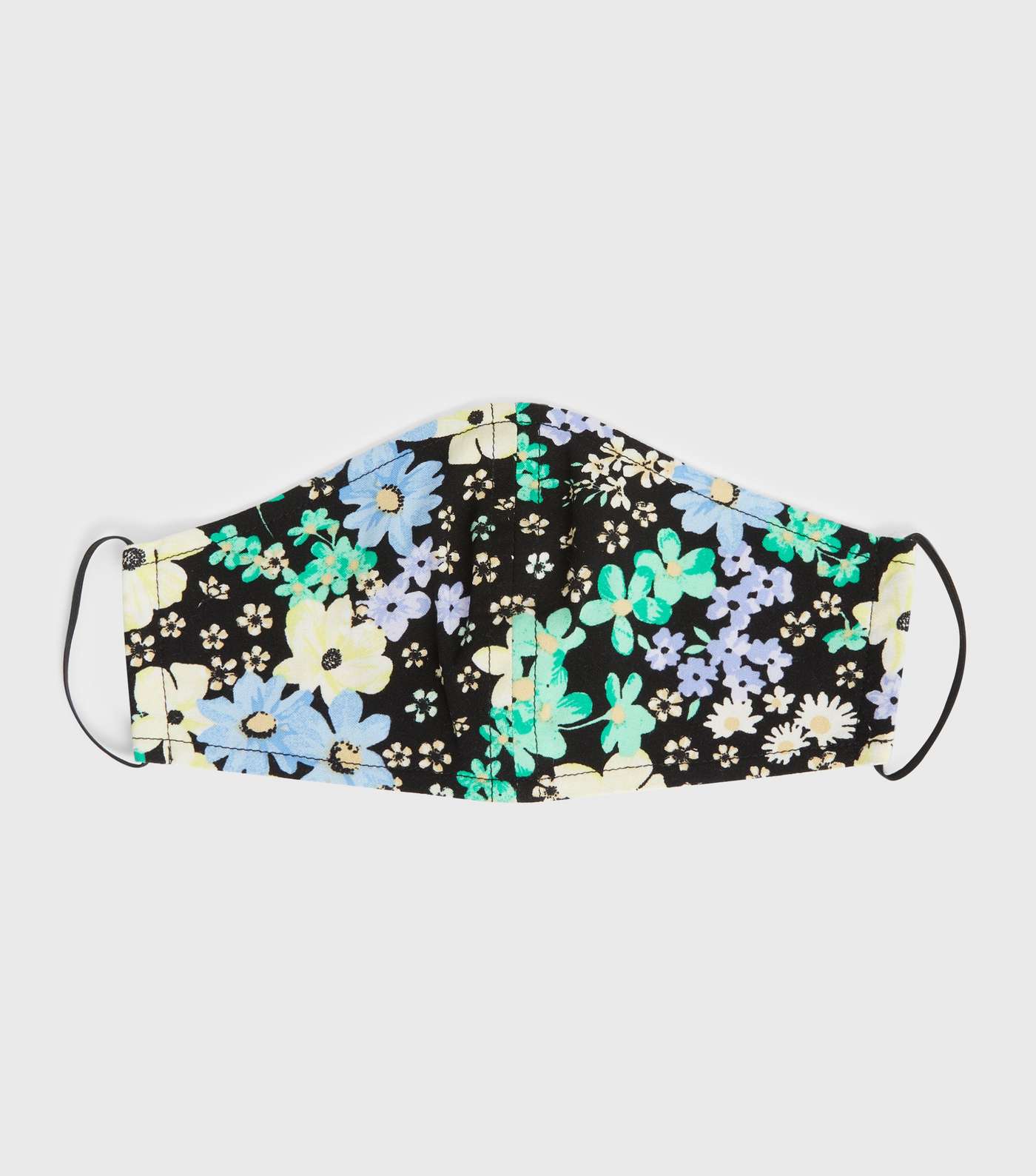 Black and Blue Floral Reusable Face Covering Image 2