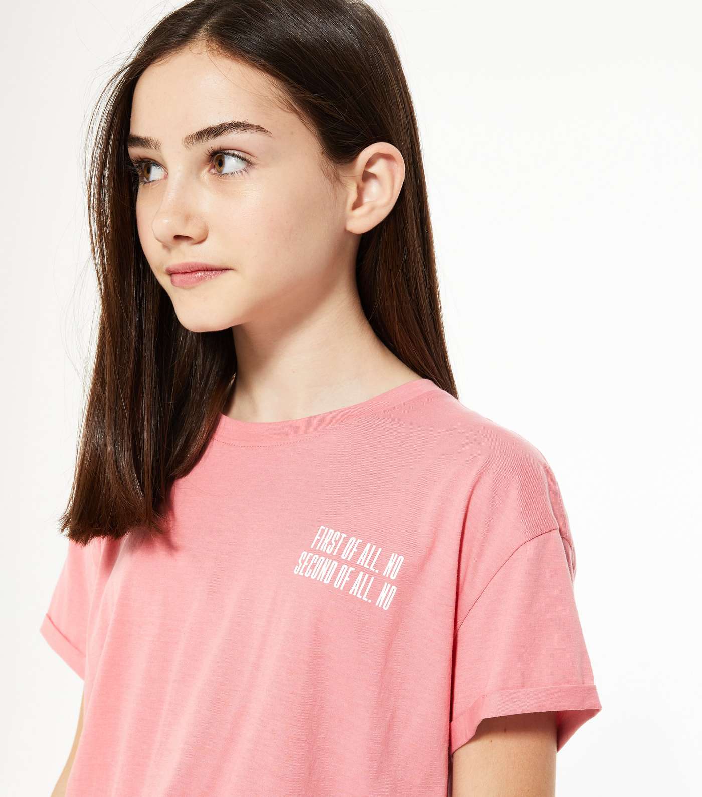Girls Mid Pink No Logo Elastic Hem T-Shirt Image 4