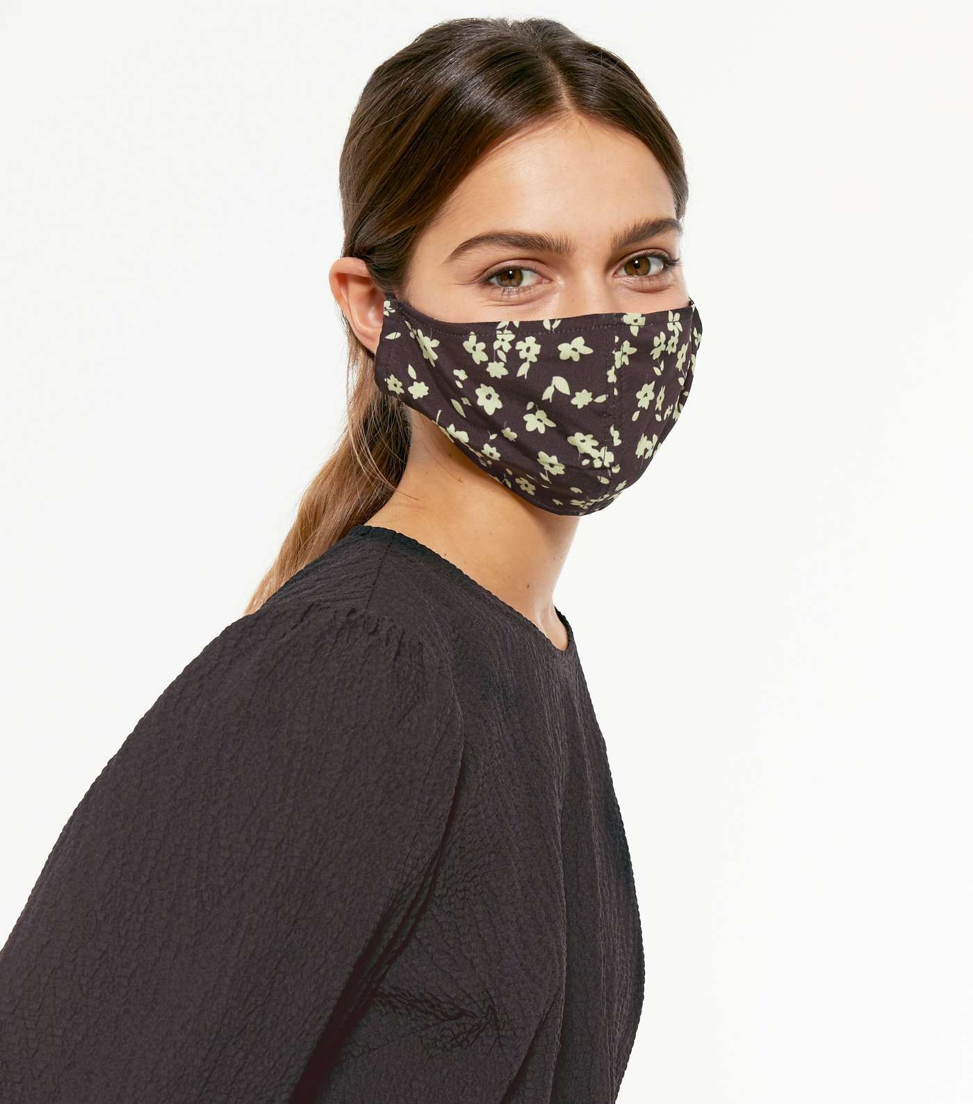 Black Ditsy Floral Reusable Face Covering