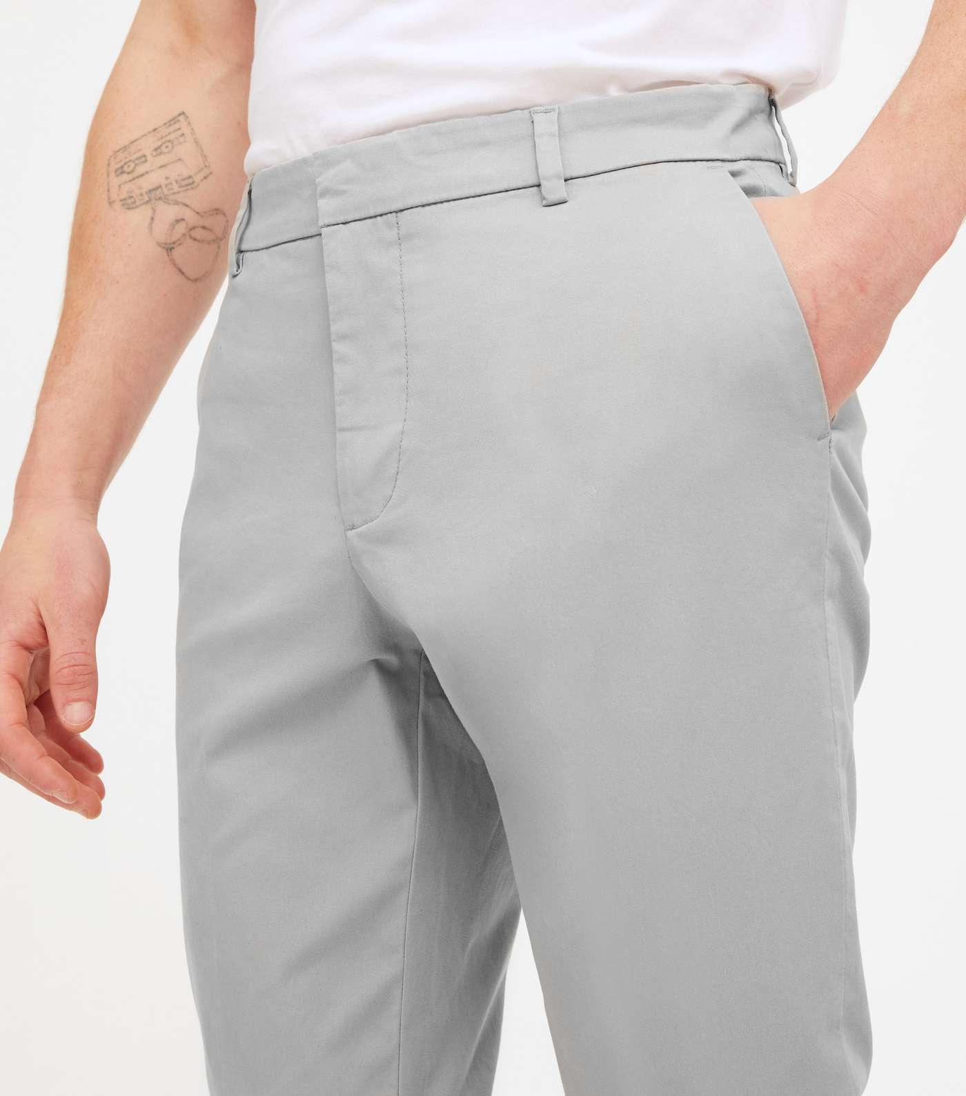 Pale Grey Tapered Skinny Fit Chinos Image 3