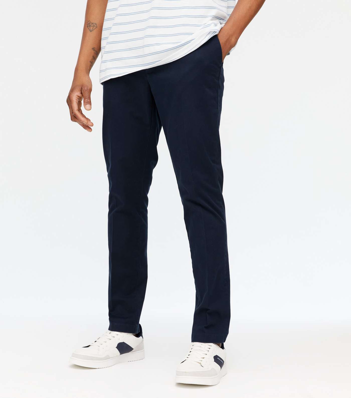 Navy Tapered Skinny Fit Chinos Image 2