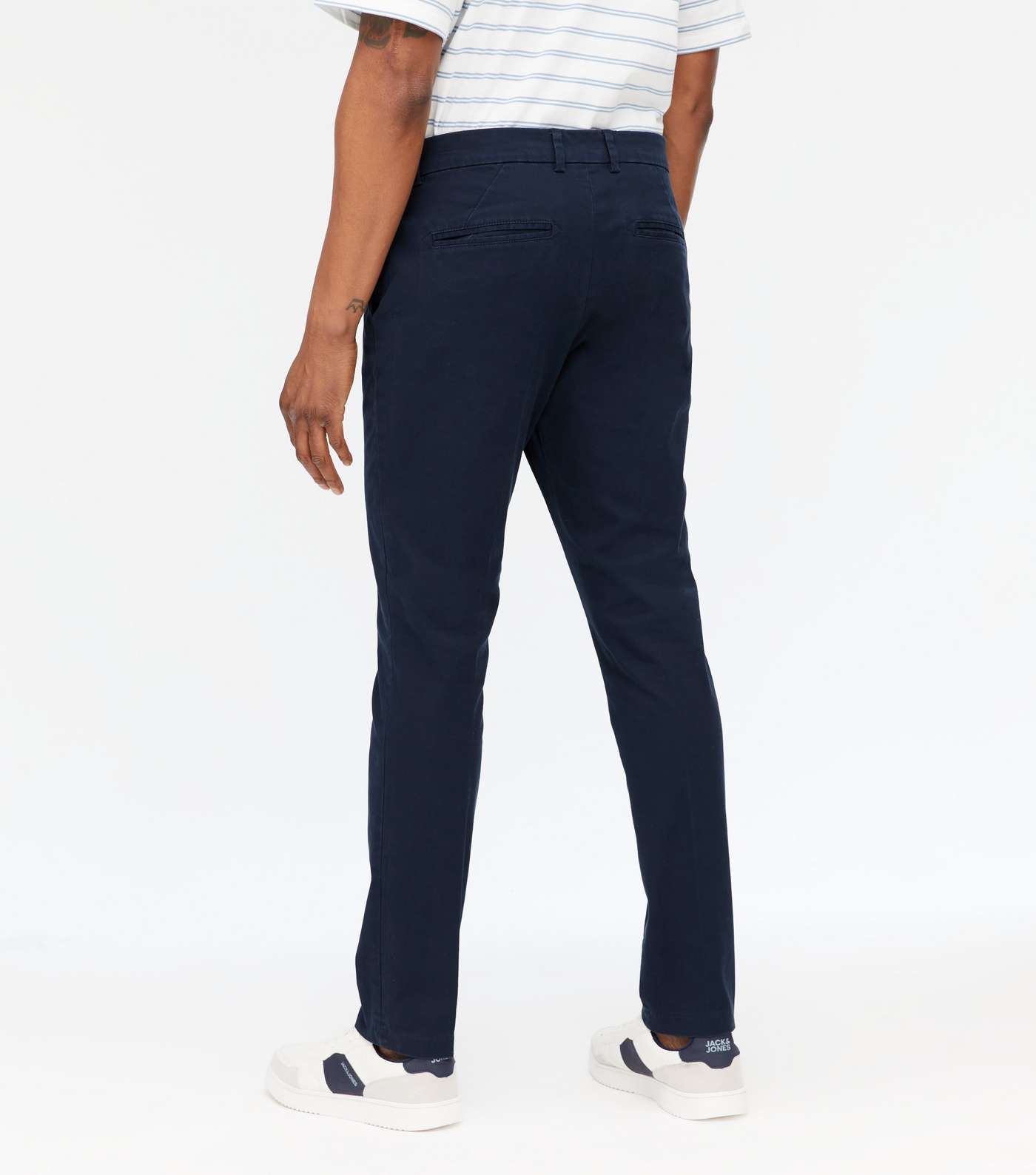 Navy Tapered Skinny Fit Chinos Image 4