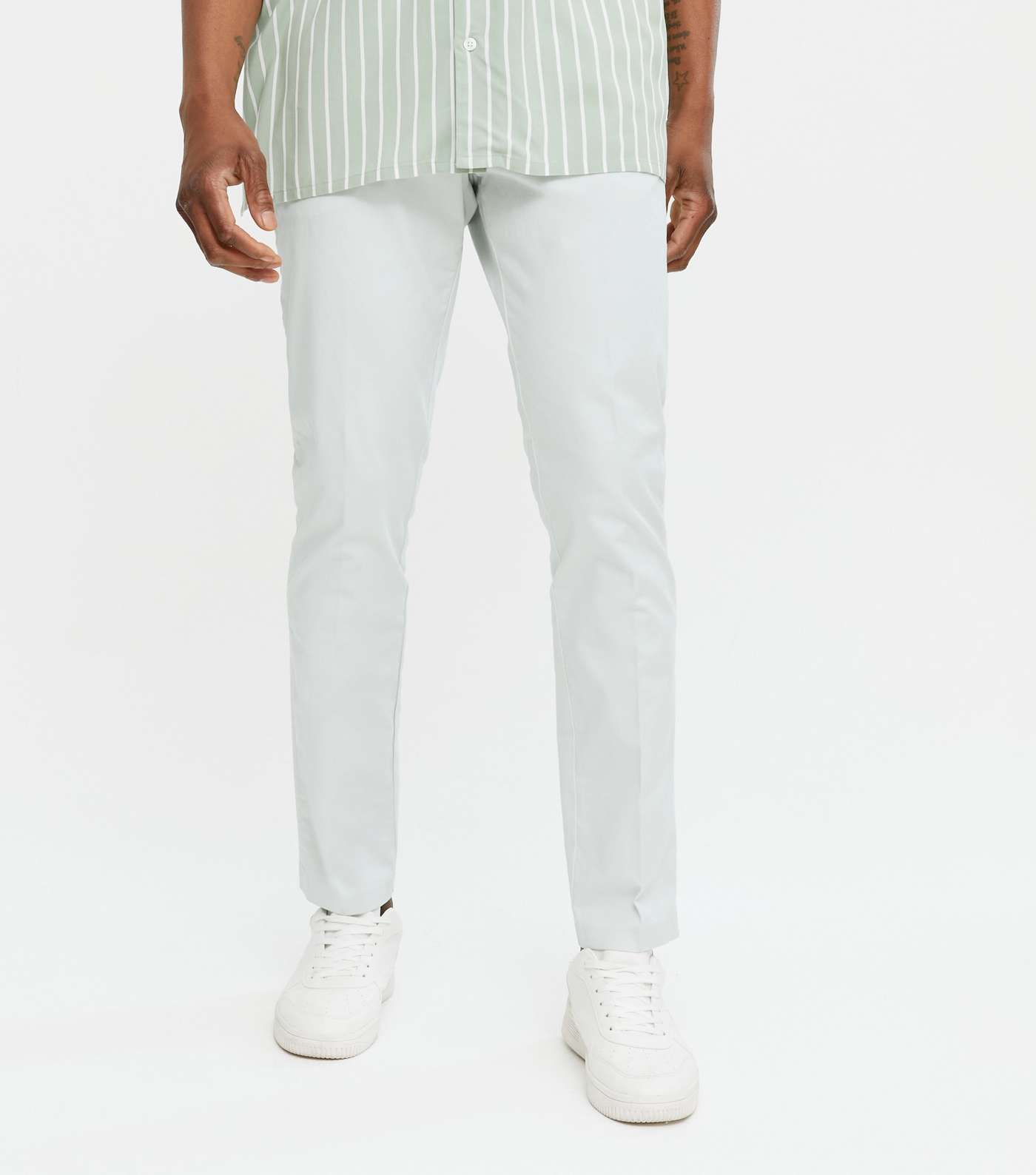Pale Blue Tapered Skinny Fit Chinos Image 2