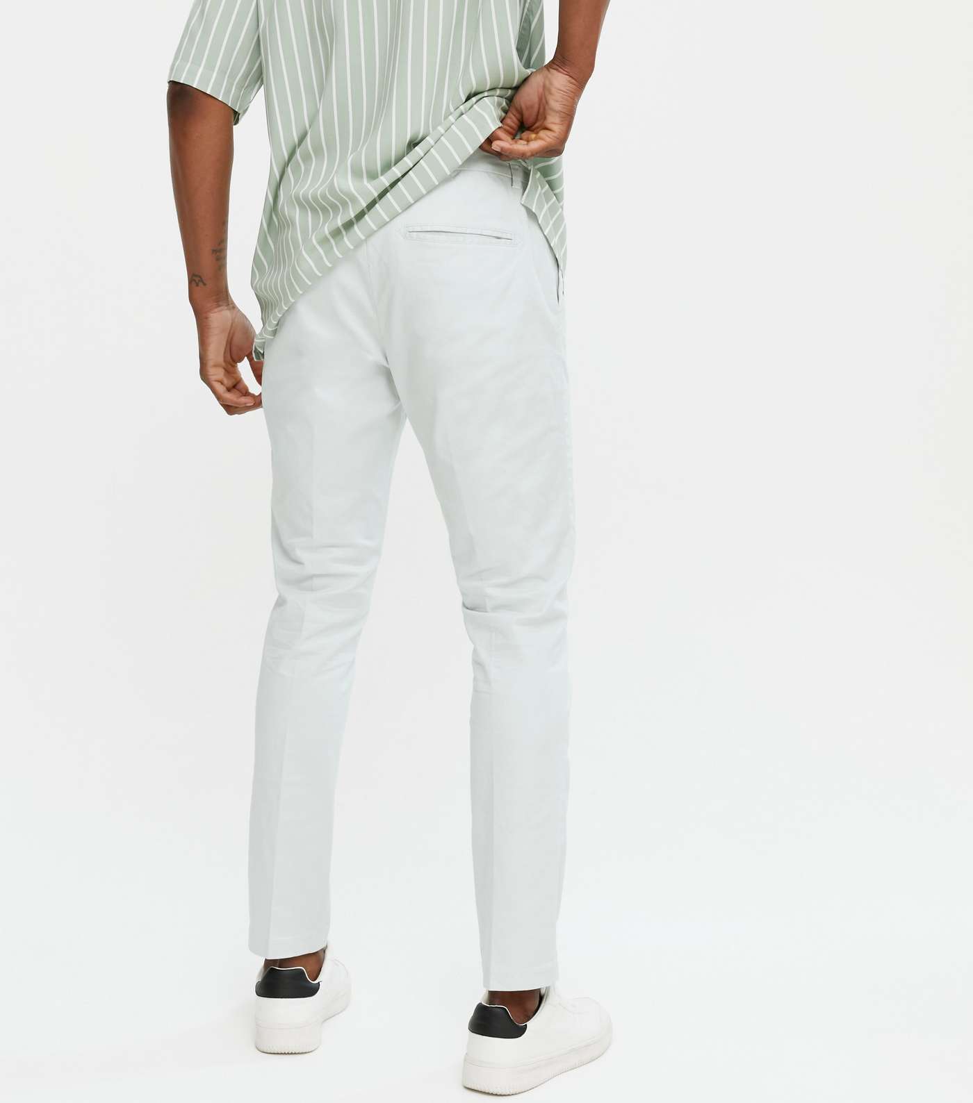 Pale Blue Tapered Skinny Fit Chinos Image 4