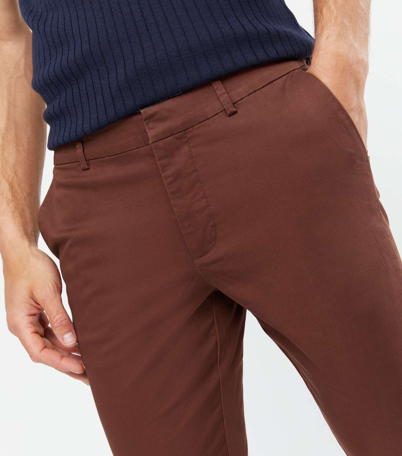 Burgundy Tapered Skinny Fit Chinos Image 3