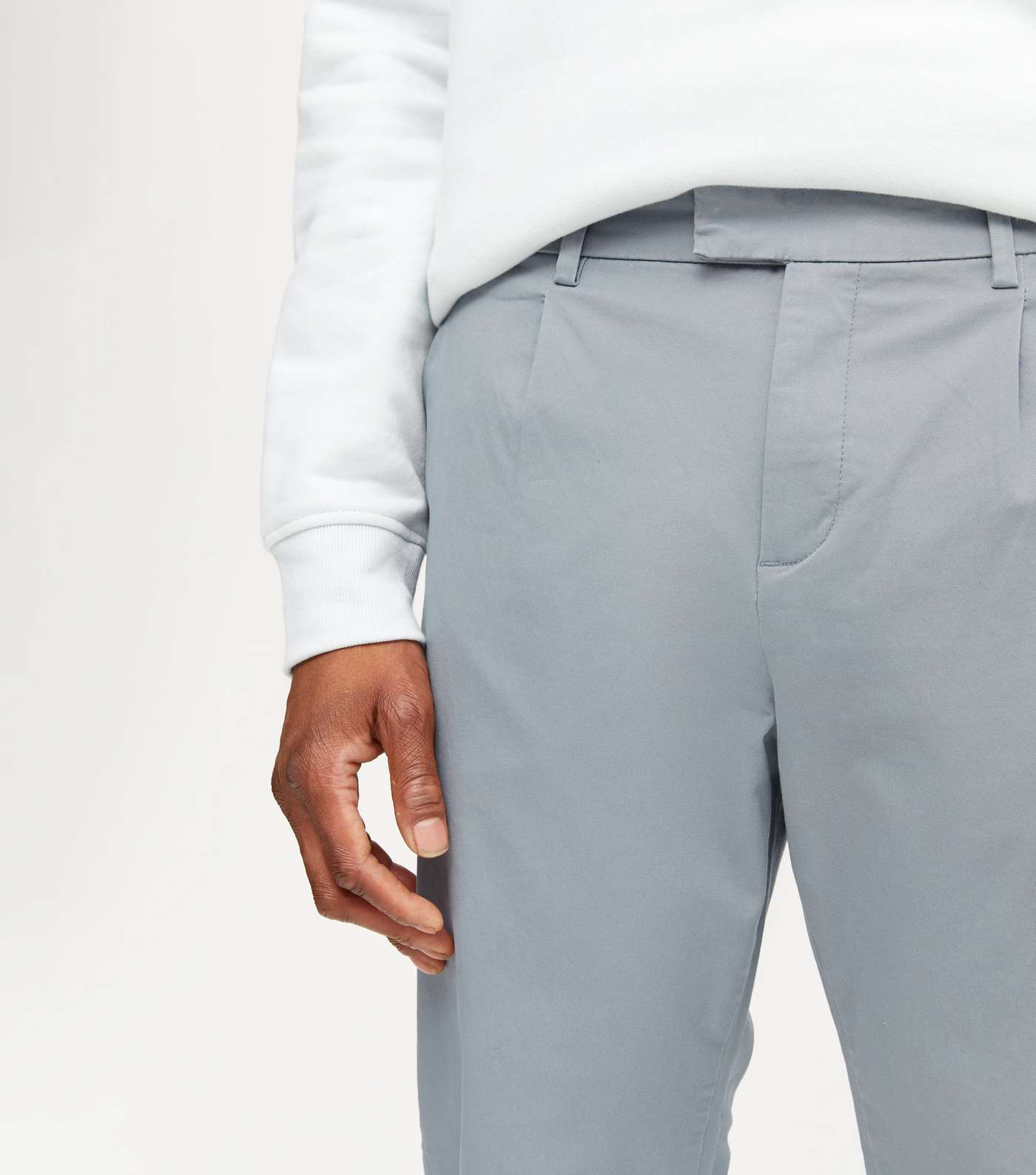Pale Blue Pleated Chinos Image 3