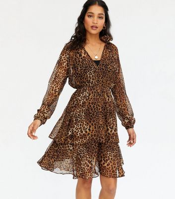 chiffon leopard dress