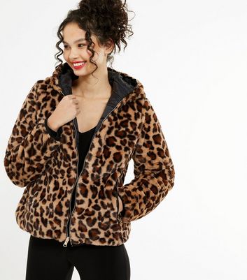 Pink Vanilla Black Leopard Faux Fur Reversible Coat | New Look