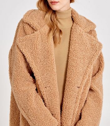 Blue Vanilla Dark Brown Double Breasted Teddy Coat | New Look Blue Vanilla Dark Brown Double Breasted Teddy Coat | New Look