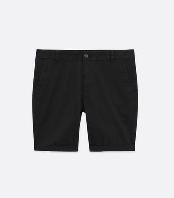 Black Turn Up Hem Chino Shorts | New Look