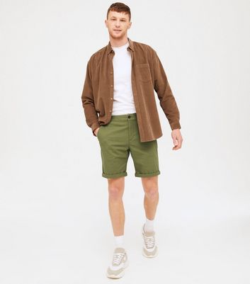 Khaki Turn Up Hem Chino Shorts | New Look