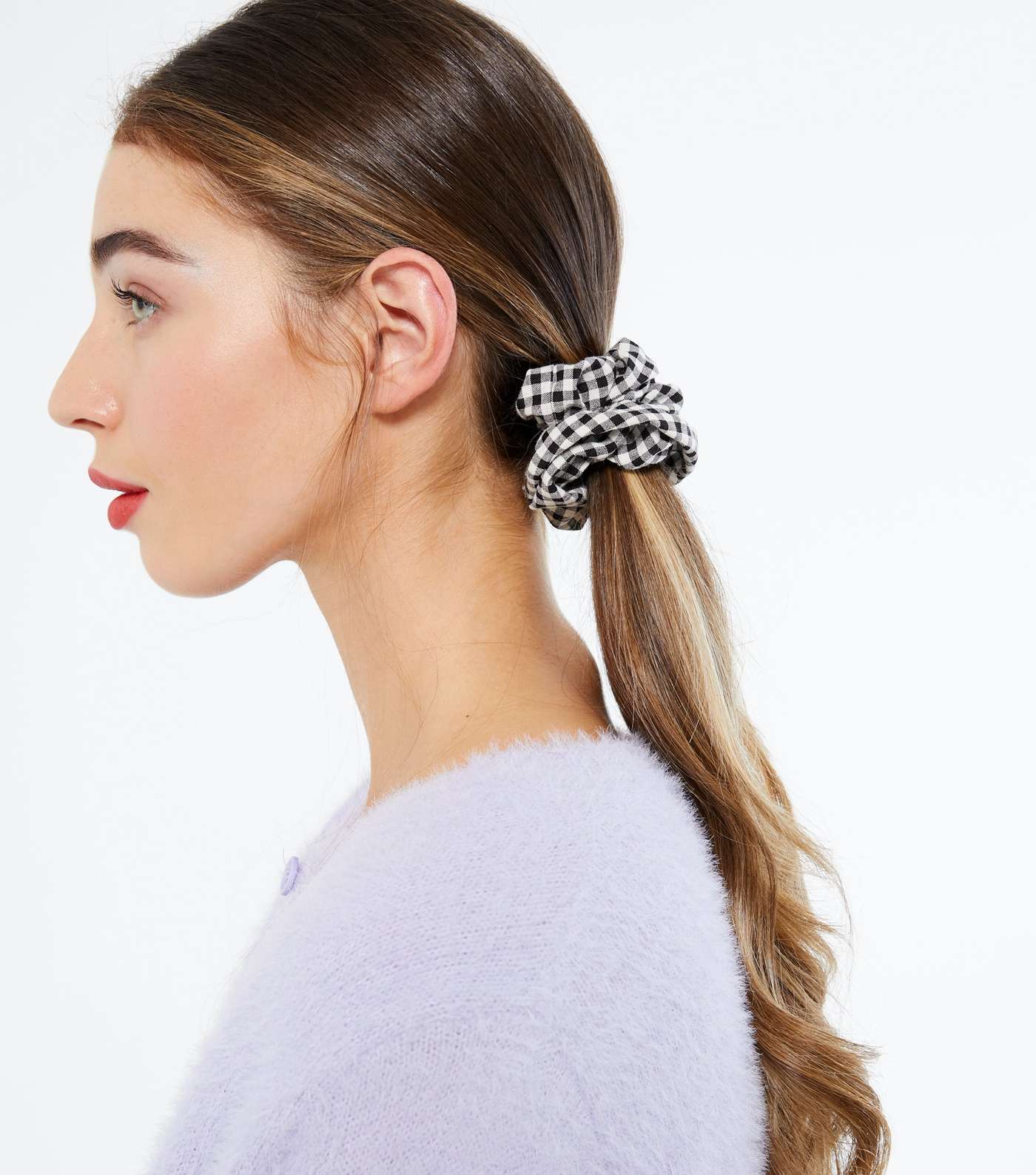 Black Gingham Face Covering and Scrunchie Image 2