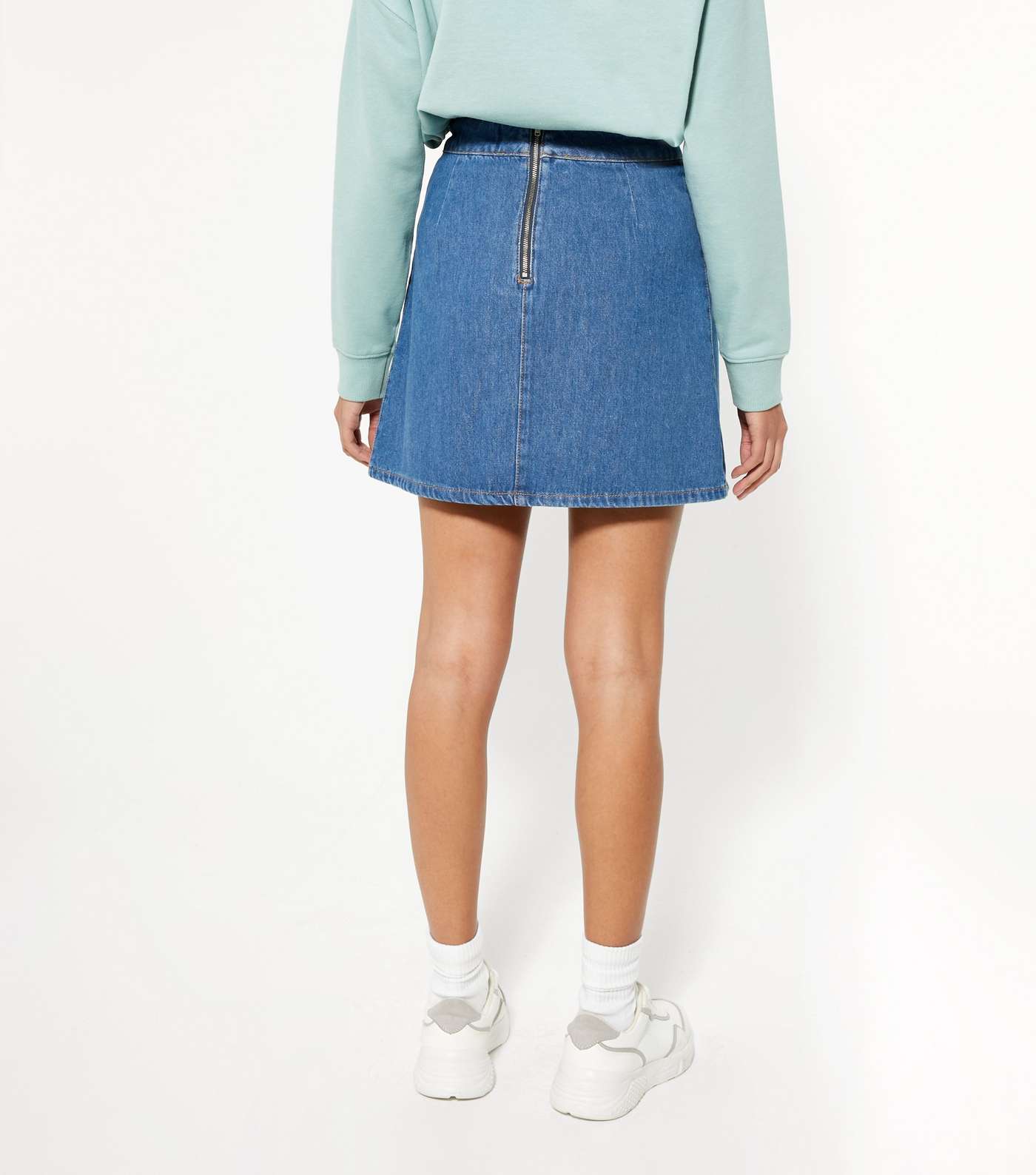 Blue Denim Pleated Tennis Skirt  Image 3