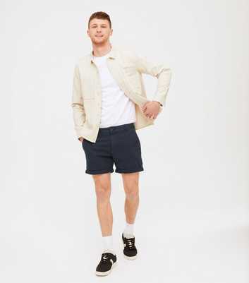 Navy Thigh Length Chino Shorts