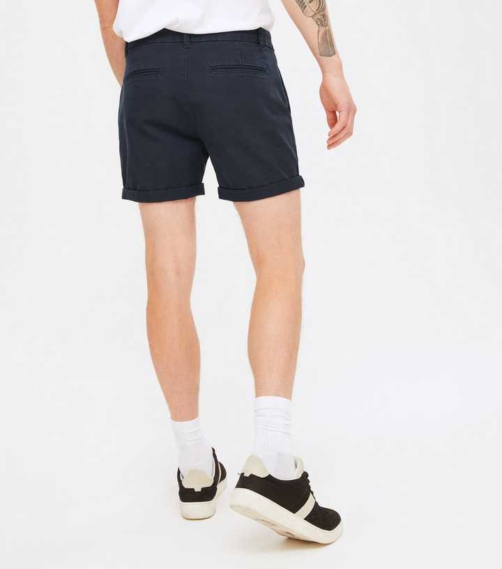 Navy Thigh Length Chino Shorts