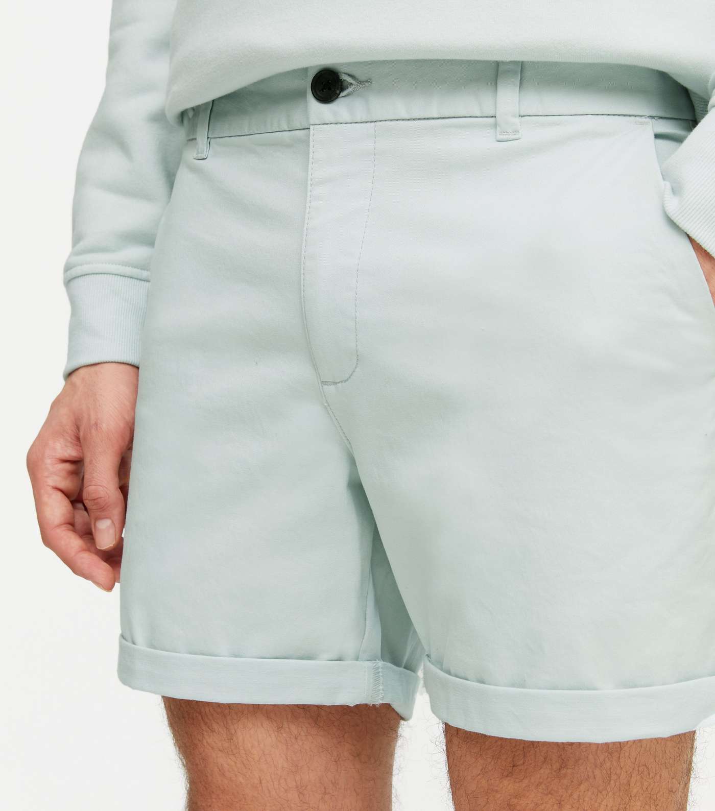 Pale Blue Thigh Length Chino Shorts Image 3