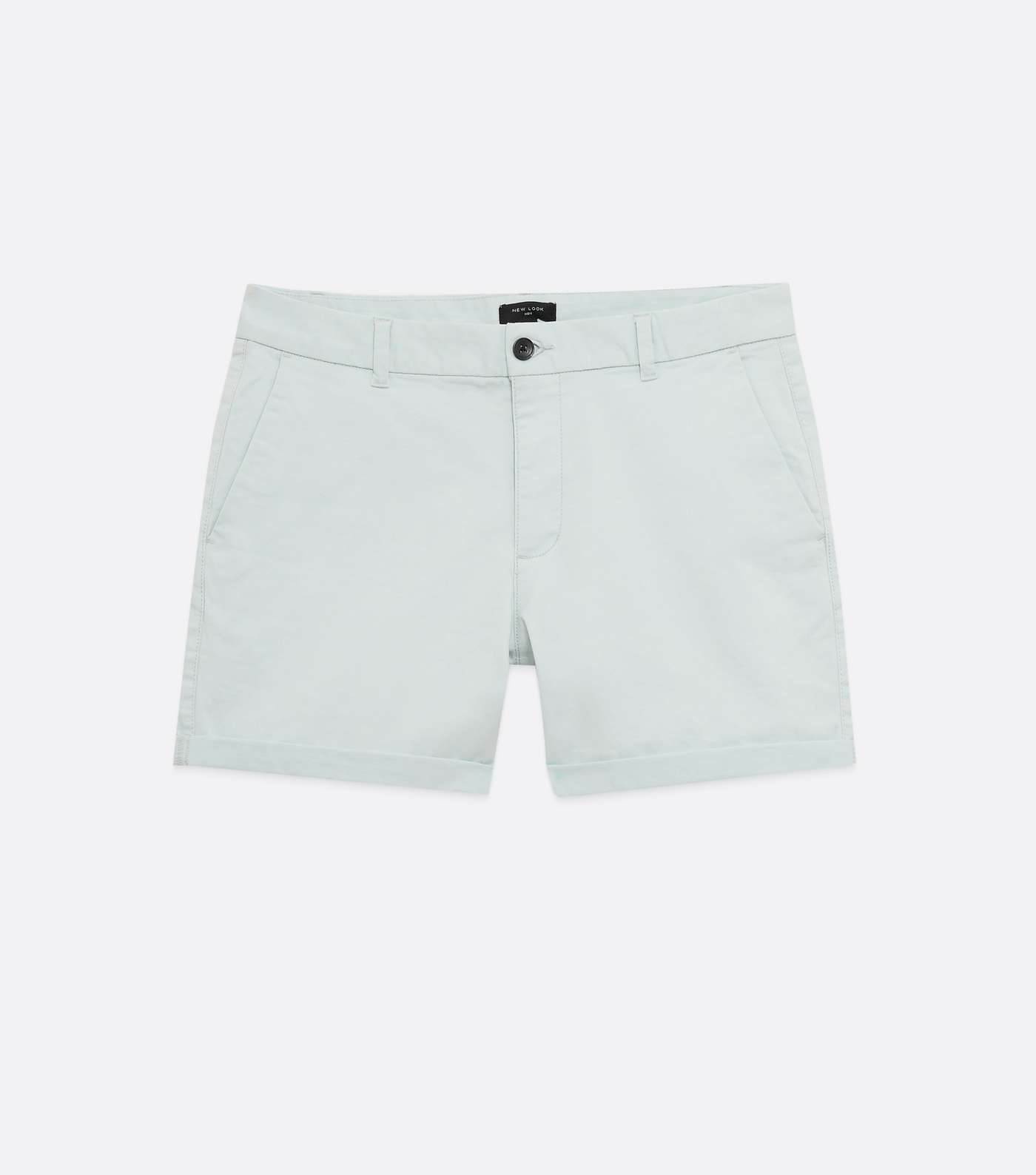 Pale Blue Thigh Length Chino Shorts Image 5