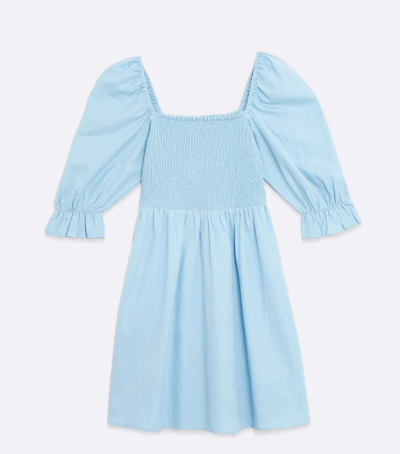 Pale Blue Textured Shirred Mini Dress Image 5