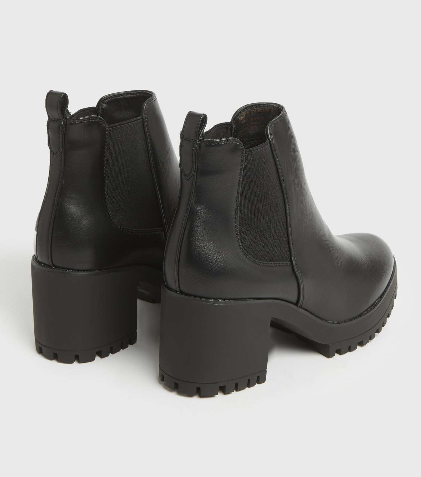 Black Chunky Heeled Chelsea Boots Image 4