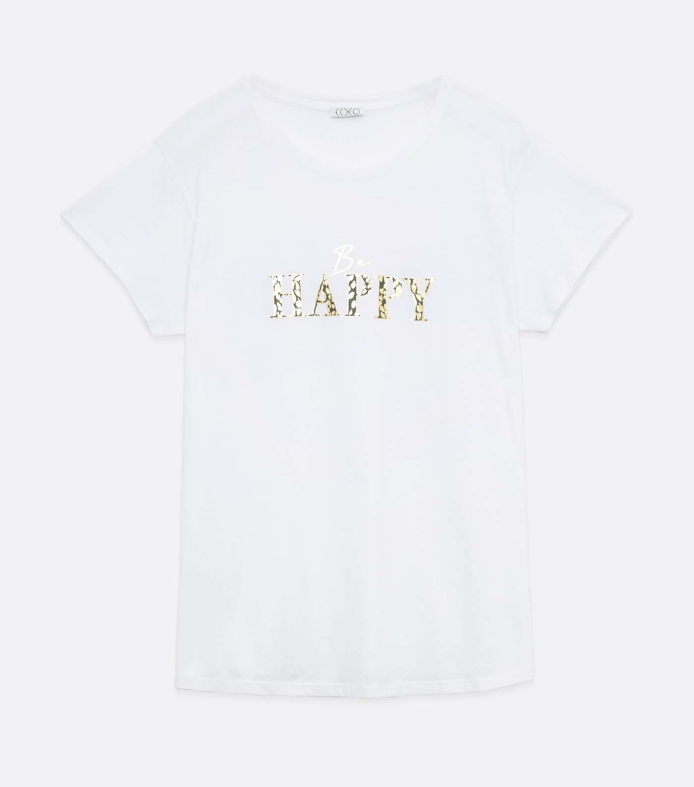 Curves White Be Happy Logo T-Shirt Image 5