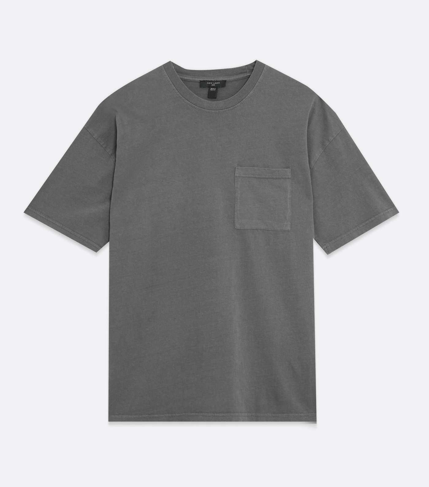 Dark Grey Pocket Front Oversized T-Shirt Image 5