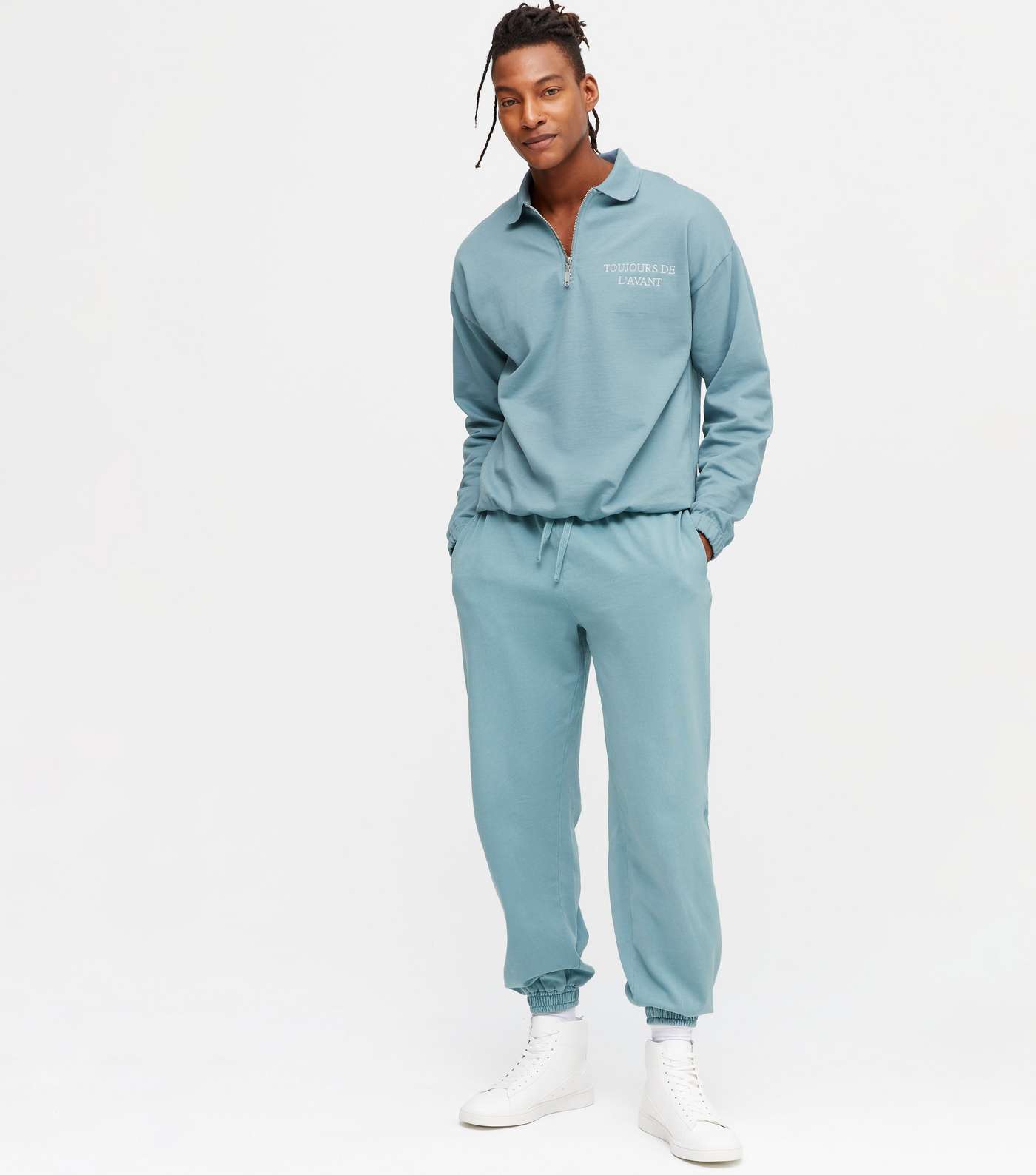 Blue Cuffed Relaxed Fit Joggers