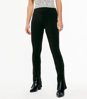 Petite Black Split Hem Leggings | New Look