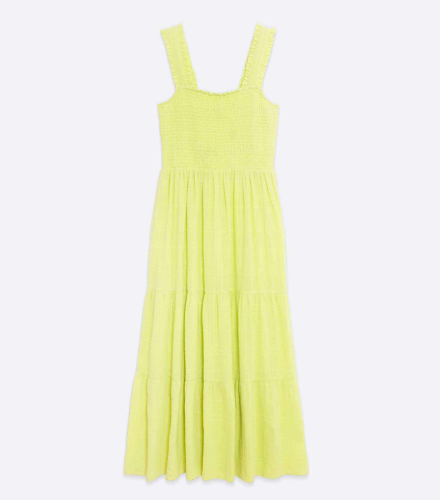 Tall Pale Yellow Square Neck Tiered Midi Dress Image 5