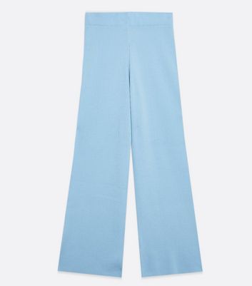 Image of Blue Ribbed Wide Leg Trousers New Look