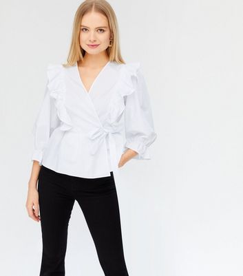 frill wrap blouse