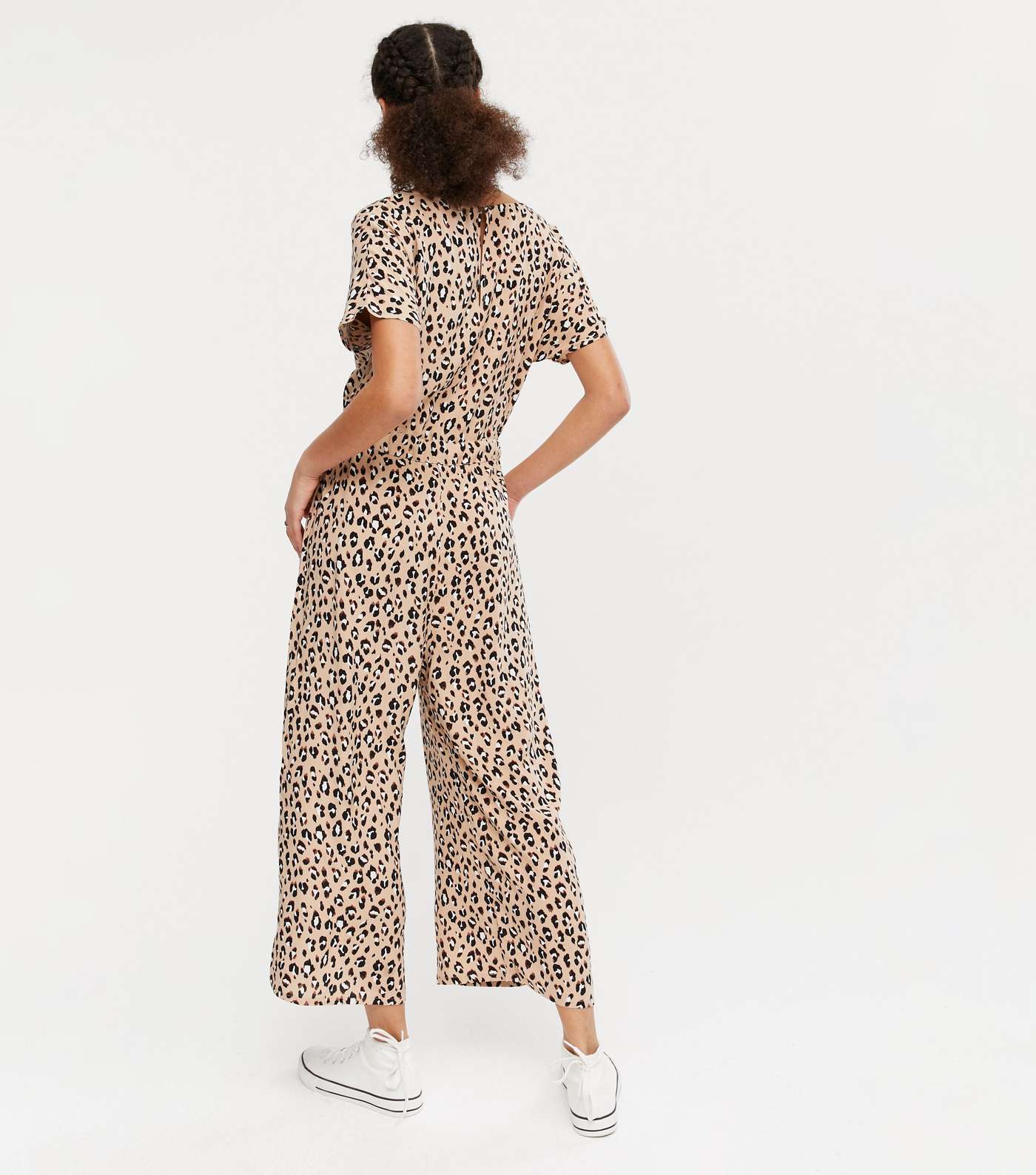 Brown Leopard Print Drawstring Crop Jumpsuit  Image 3