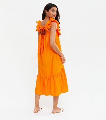 square neck frill dress