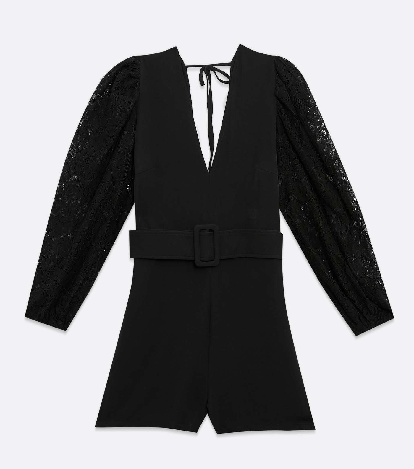 Urban Bliss Black Lace Sleeve Belted Playsuit Image 5