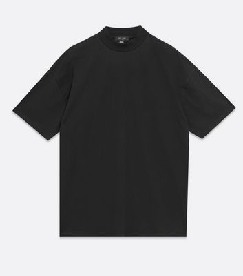 high neck t shirt mens black