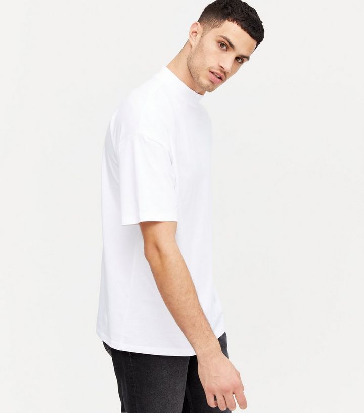 White High Neck Oversized T Shirt New Look