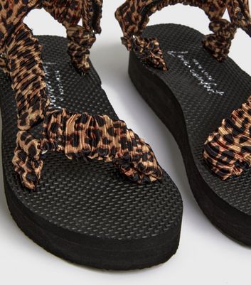 leopard chunky sandals