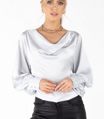silver cowl neck