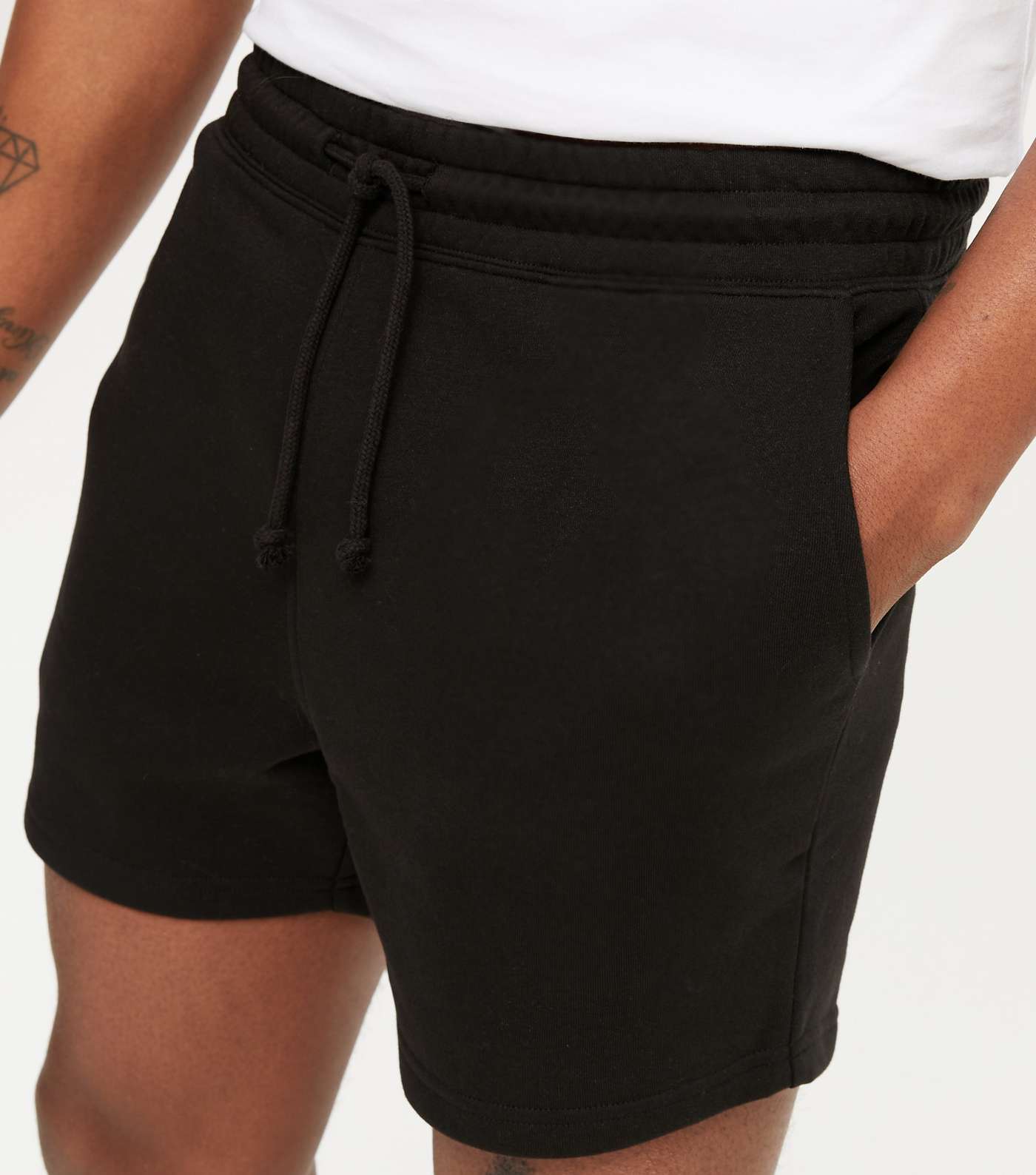 Black Jersey Drawstring Short Length Shorts Image 3