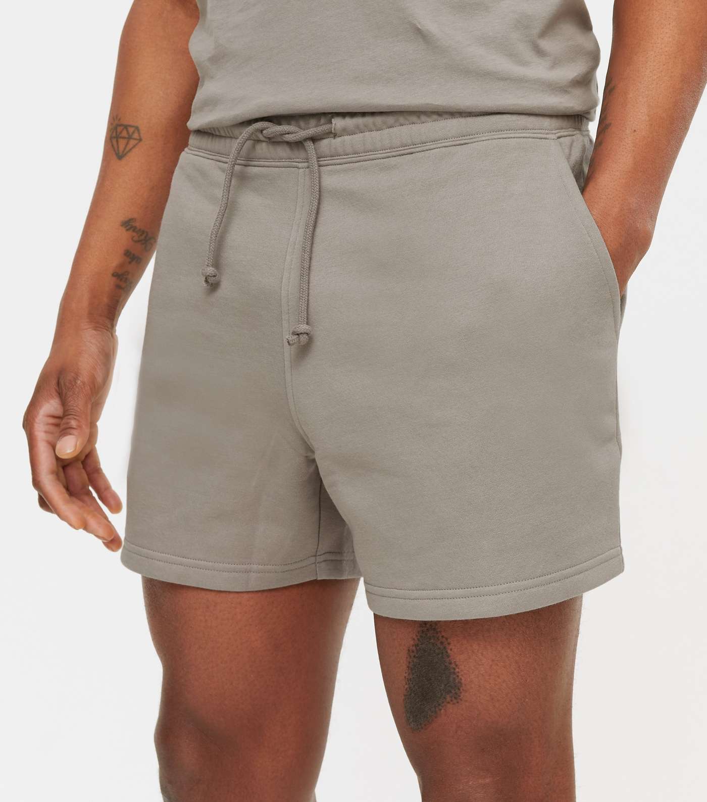 Pale Grey Jersey Drawstring Short Length Shorts Image 3