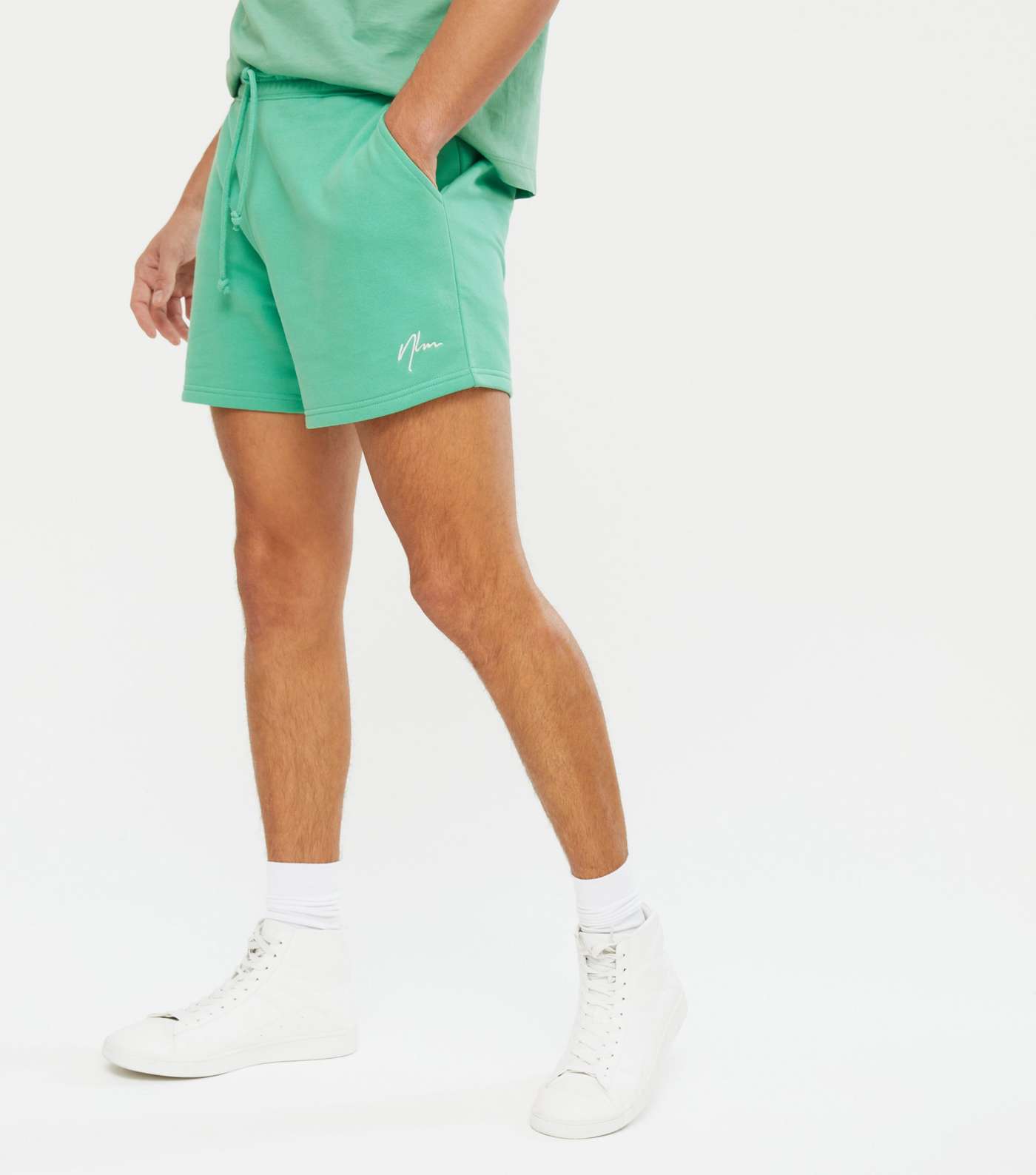 Green NLM Embroidered Short Length Shorts Image 2