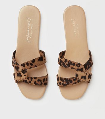 leopard skin sliders