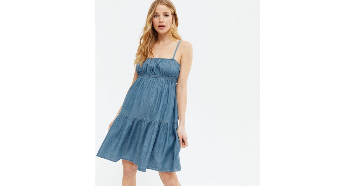 Urban Bliss Blue Denim Strappy Tiered Cami Dress