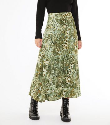 grey leopard maxi skirt
