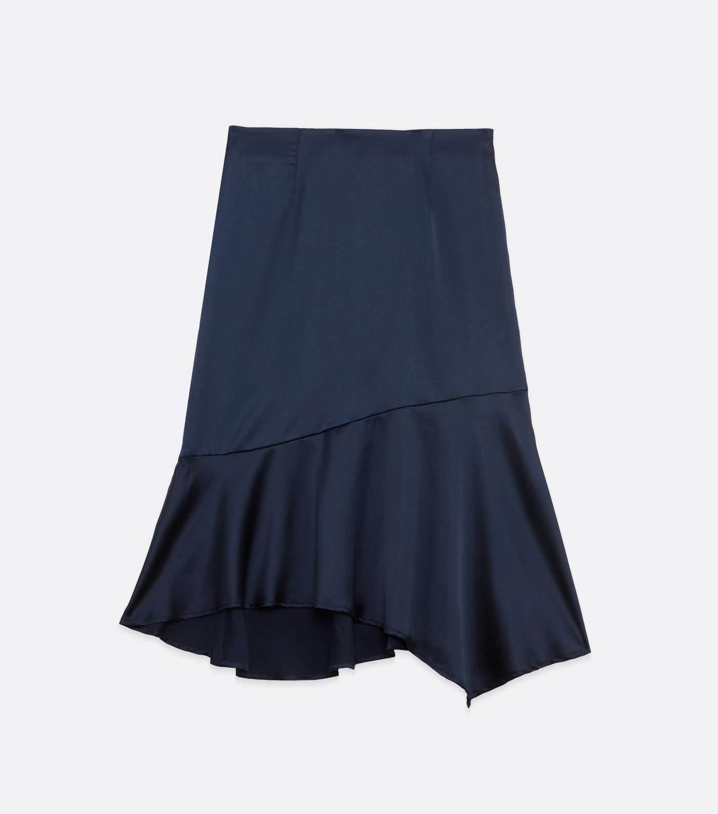Zibi London Navy Satin Frill Hem Midi Skirt Image 5
