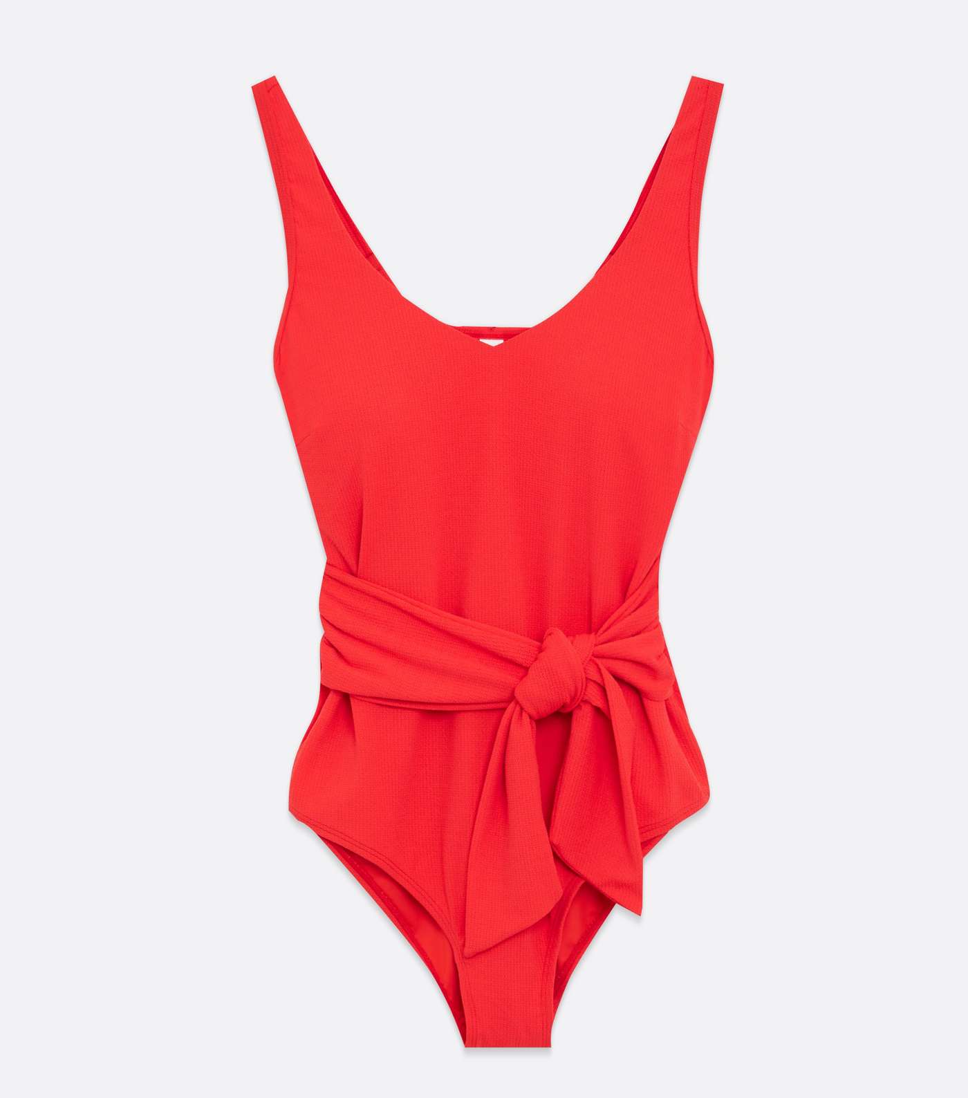 Curves Red Tie Front Scoop Neck Swimsuit Image 5