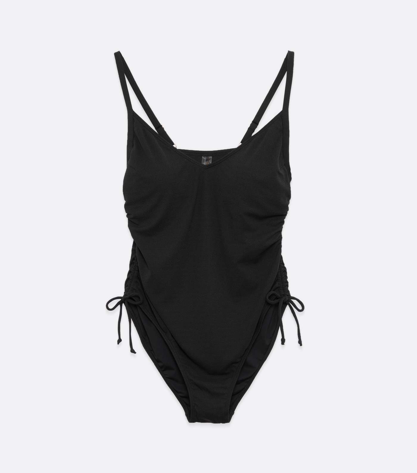 Curves Black Ruched Tie Side Swimsuit Image 5