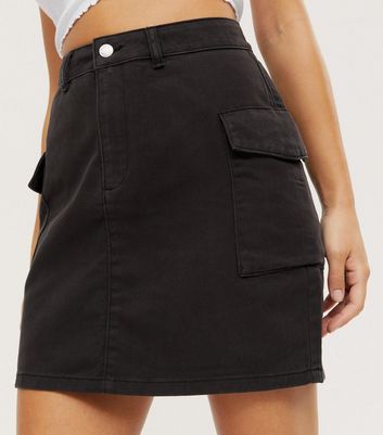 Black denim utility skirt best sale