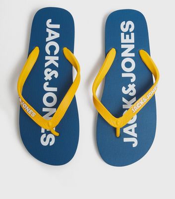 Click to view product details and reviews for Mens Jack Jones Bright Blue Logo Flip Flops New Look.